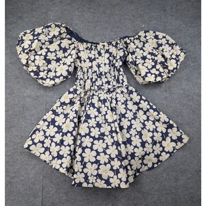Altard State Mini Dress Womens Small Floral Cottage Milkmaid Puff Sleeve Garden